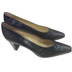 ESCADA Black/ Blue Croc-Embossed Heels